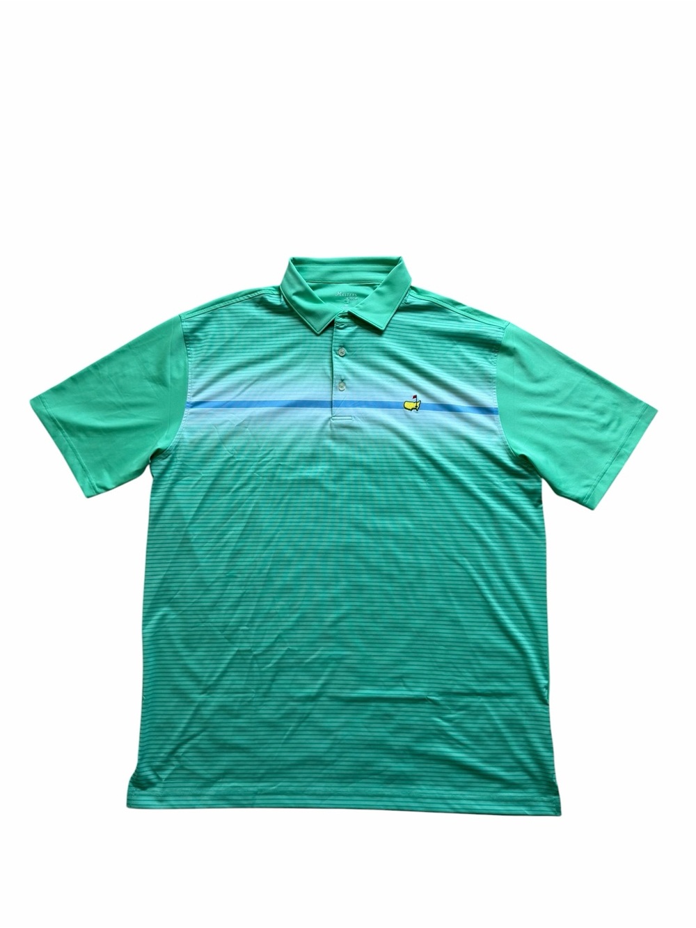 Masters Tech Performance Polo Mens XL Green Stripe Golf Shirt Augusta National